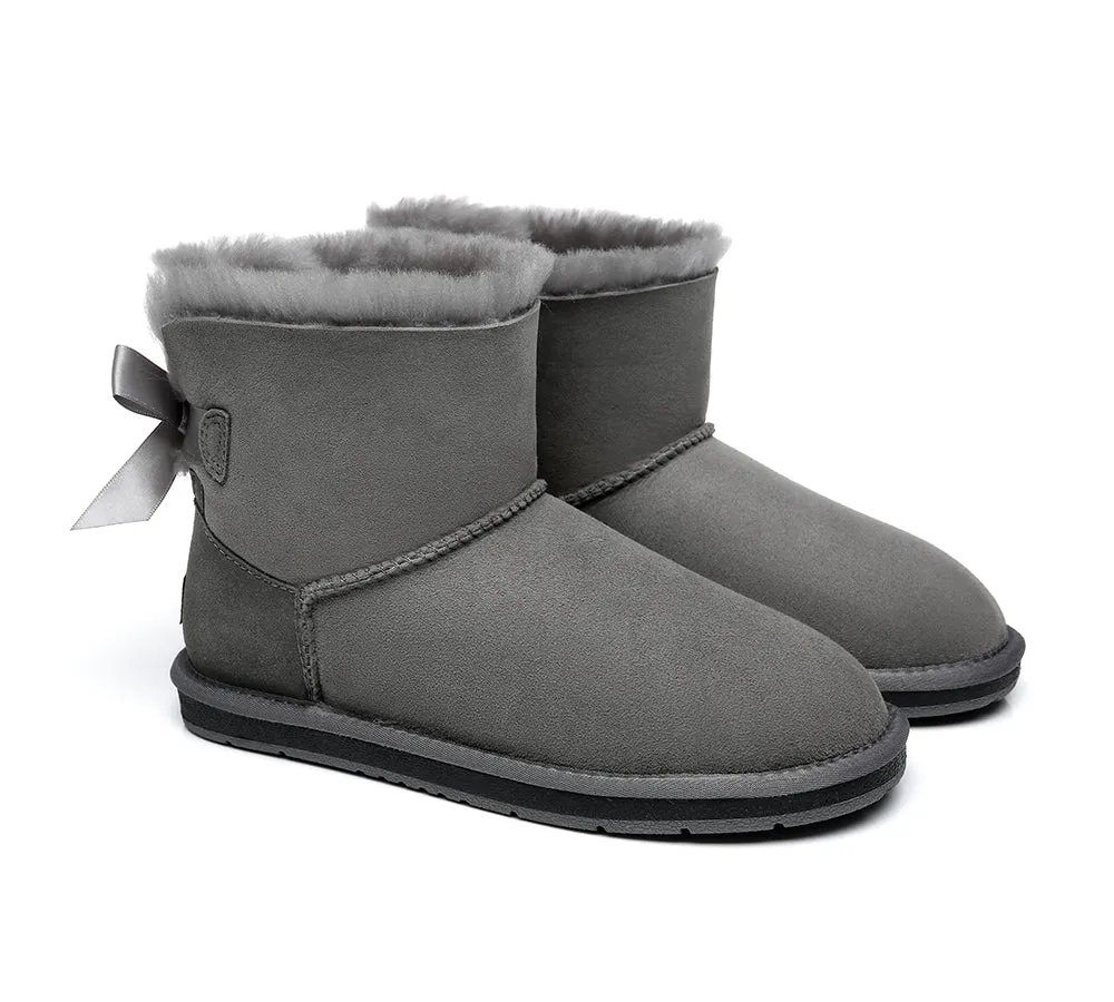 Womens Mini Ugg Boots with Single Back Bow - Cozy and Stylish Footwear