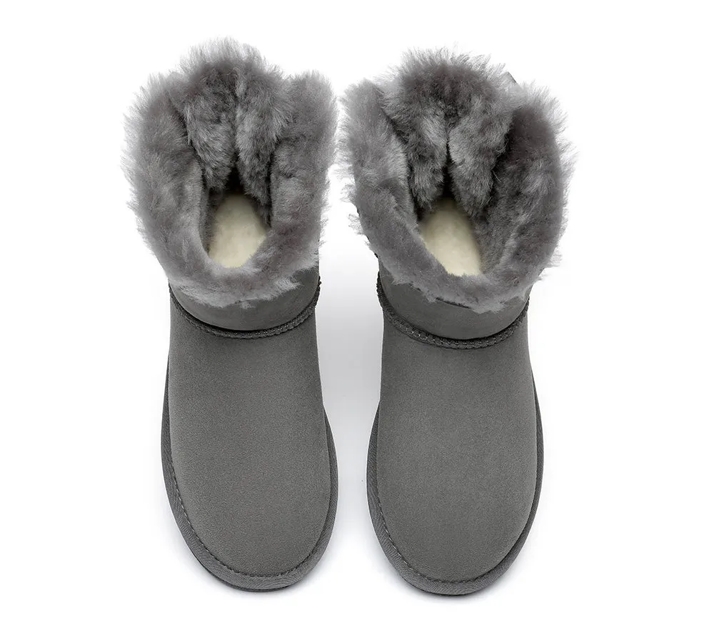 Womens Mini Ugg Boots with Single Back Bow - Cozy and Stylish Footwear