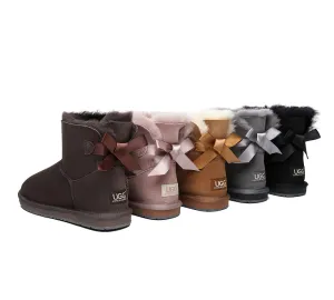 Womens Mini Ugg Boots with Single Back Bow - Cozy and Stylish Footwear