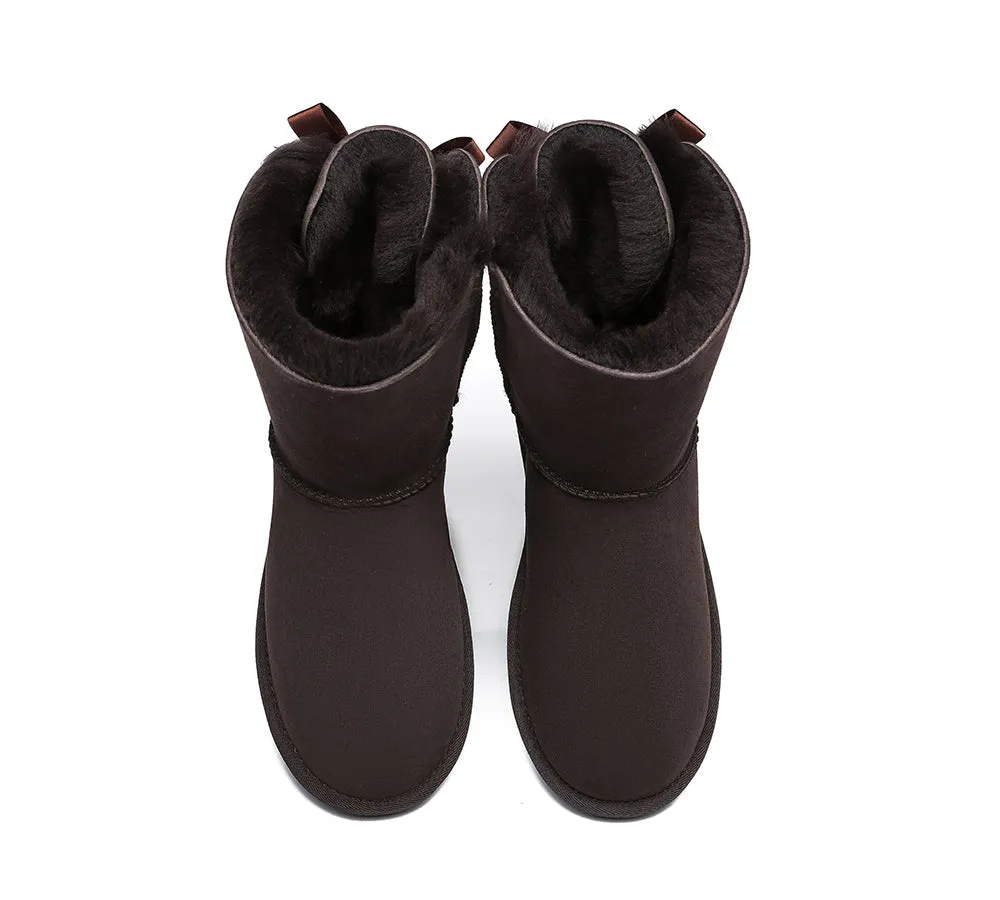 Womens Mini Ugg Boots with Single Back Bow - Cozy and Stylish Footwear