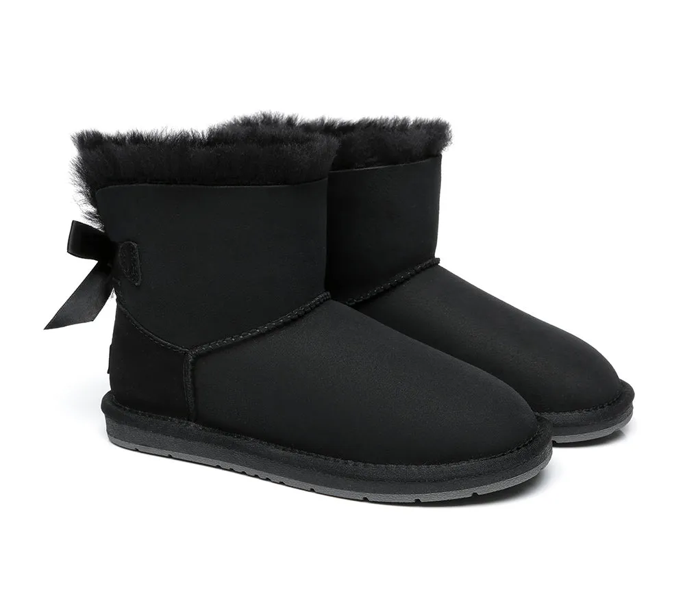 Womens Mini Ugg Boots with Single Back Bow - Cozy and Stylish Footwear