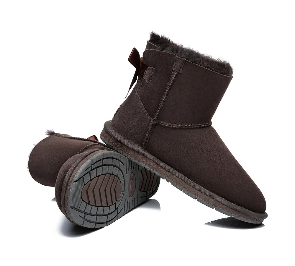 Womens Mini Ugg Boots with Single Back Bow - Cozy and Stylish Footwear